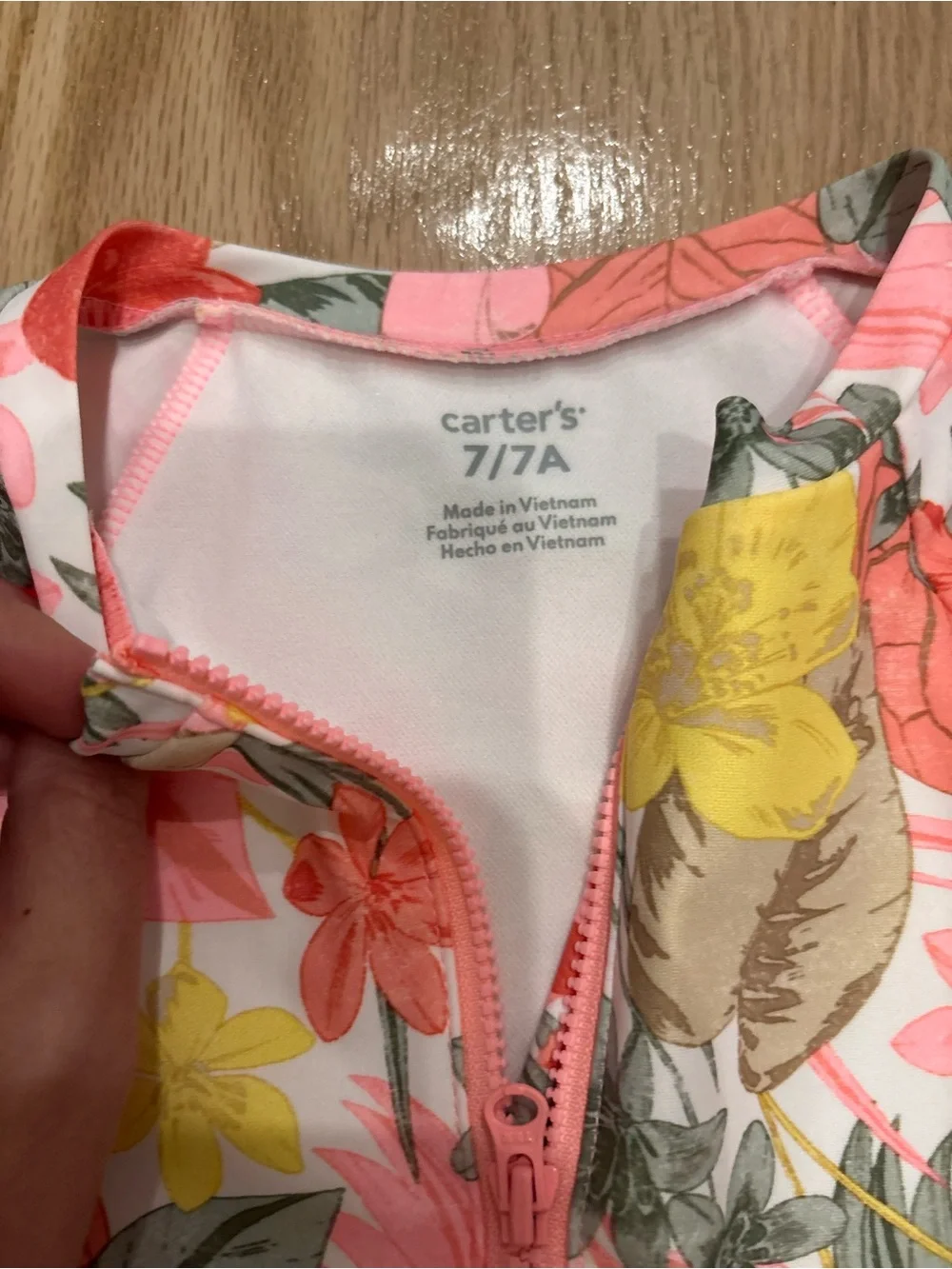 Carter's Coral, Pink & Yellow Floral Long-Sleeve One-Piece Swimsuit